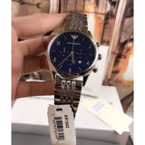 Emporio Armani Chronograph Blue Dial Silver Steel Strap Watch For Men - AR1942 Authentic Buy Shop Now