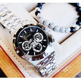 Guess Trophy Chronograph Diamonds Black Dial Silver Steel Strap Watch for Men - GW0390G1 Authentic Buy Shop Now