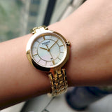 Tissot Flamingo Mother of Pearl White Dial Gold Steel Strap Watch For Women - T094.210.33.111.00 Authentic Buy Shop Now