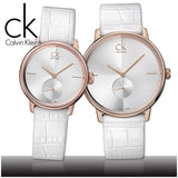 Calvin Klein Accent Silver Dial White Leather Strap Watch for Women - K2Y216K6 Authentic Buy Shop Now