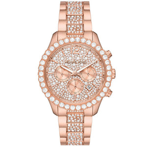 Michael Kors Layton Chronograph Rose Gold Dial Rose Gold Steel Strap Watch For Women - MK7285 Authentic Buy Shop Now