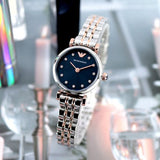 Emporio Armani Gianni T Bar Quartz Blue Dial Two Tone Steel Strap Watch For Women - AR11222 Authentic Buy Shop Now