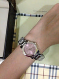 Burberry The City Diamonds Pink Dial Silver Steel Strap Watch for Women - BU9223 Authentic Buy Shop Now