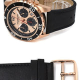 Coach Kent Chronograph Rose Gold Dial Black Leather Strap Watch for Men - 14602559 Authentic Buy Shop Now