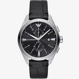 Emporio Armani Claudio Chronograph Black Dial Black Leather Strap Watch For Men - AR11542 Authentic Buy Shop Now