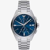 Emporio Armani Claudio Chronograph Blue Dial Silver Steel Strap Watch For Men - AR11541 Authentic Buy Shop Now