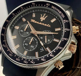 Maserati SFIDA 44mm Black Silicon Chronograph Watch For Men - R8871640002 Authentic Buy Shop Now