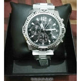 Guess Commander Chronograph Black Dial Silver Steel Strap Watch for Men - GW0056G1 Authentic Buy Shop Now
