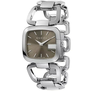 Gucci G Brown Square Brown Dial Silver Steel Strap Watch For Women - YA125402 Authentic Buy Shop Now