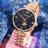 Emporio Armani Meccanico Crystals Black Dial Rose Gold Steel Strap Watch For Women - AR60043 Authentic Buy Shop Now