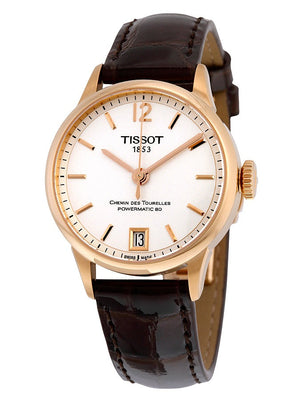 Tissot Chemin Des Tourelles Powermatic 80 Lady Silver Dial Brown Leather Strap Watch For Women - T099.207.36.037.00 Authentic Buy Shop Now