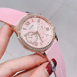 Guess Solar Rose Gold Dial Pink Rubber Strap Watch For Women - W1135L2 Authentic Buy Shop Now