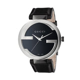 Gucci Interlocking G Iconic Black Dial Black Leather Strap Watch For Men - YA133205 Authentic Buy Shop Now