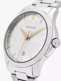 Gucci G Timeless Silver Dial Silver Steel Strap Unisex Watch - YA126442 Authentic Buy Shop Now