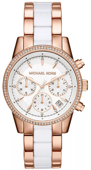 Michael Kors Ritz White Dial Two Tone Steel Strap Watch for Women - MK6324 Authentic Buy Shop Now