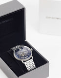 Emporio Armani Aviator Multifunction Blue Dial Silver Mesh Bracelet Watch For Men - AR60024 Authentic Buy Shop Now