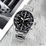 Citizen Eco Drive Chronograph Black Dial Silver Steel Strap Watch For Men - CA0690-88E Authentic Buy Shop Now