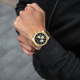 Maserati Stile 45mm Chronograph Black Dial Gold Steel Strap Watch For Men - R8873642001 Authentic Buy Shop Now