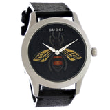 Gucci G Timeless Bee Black Dial Black Leather Strap Watch For Women - YA1264067 Authentic Buy Shop Now
