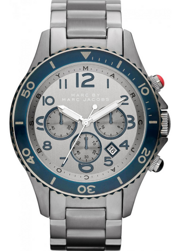 Marc Jacobs Rock Chronograph Silver Dial Silver Steel Strap Watch for Men - MBM5028 Authentic Buy Shop Now