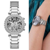 Guess Solstice Diamonds Silver Dial Silver Steel Strap Watch for Women - GW0403L1 Authentic Buy Shop Now