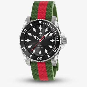 Gucci Dive Automatic Black Dial Two Tone Rubber Strap Watch for Men - YA136349 Authentic Buy Shop Now