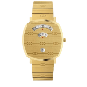 Gucci Grip Quartz Yellow Gold Dial Gold Steel Strap Unisex Watch - YA157409 Authentic Buy Shop Now