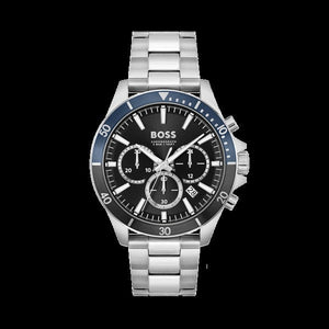 Hugo Boss Troper Chronograph Black Dial Silver Steel Strap Watch For Men - 1514101 Authentic Buy Shop Now