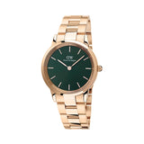 Daniel Wellington Iconic Link Emerald Green Dial Rose Gold Steel Strap Watch For Women - DW00100419 Authentic Buy Shop Now