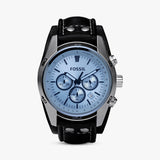 Fossil Coachman Chronograph Blue Dial Black Leather Strap Watch for Men - CH2564 Authentic Buy Shop Now