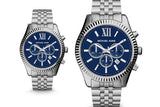 Michael Kors Lexington Chronograph Blue Dial Silver Steel Strap Watch for Men - MK8280 Authentic Buy Shop Now