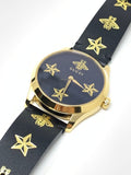 Gucci G-Timeless Black Dial Black Leather Strap Watch For Women - YA1264055 Authentic Buy Shop Now
