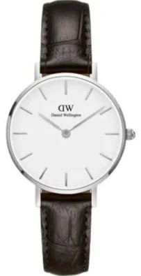 Daniel Wellington Classic Petite York White Dial Brown Leather Strap Watch For Women - DW00100244 Authentic Buy Shop Now