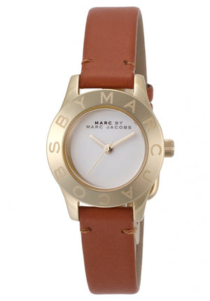 Marc Jacobs Mini Blade White Dial Brown Leather Strap Watch for Women - MBM1219 Authentic Buy Shop Now