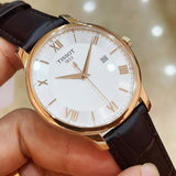 Tissot T Classic Tradition Silver Dial Brown Leather Strap Watch For Men - T063.610.36.038.00 Authentic Buy Shop Now
