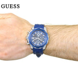 Guess Octane Chronograph Black Dial Blue Rubber Strap Watch For Men - W1047G2 Authentic Buy Shop Now