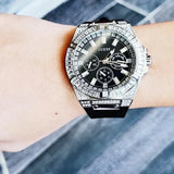 Guess Baguette Crystals Black Dial Black Silicone Strap Watch For Men - GW0208G1 Authentic Buy Shop Now