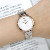 Emporio Armani Modern Slim Analog Mother of Pearl Dial Two Tone Steel Strap Watch For Women - AR11157 Authentic Buy Shop Now