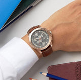 Michael Kors Ryker Analog Gray Dial Brown Leather Strap Watch For Men - MK8519 Authentic Buy Shop Now