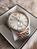 Emporio Armani Classic Silver Dial Two Tone Steel Strap Watch For Men - AR1839 Authentic Buy Shop Now