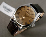 Emporio Armani Classic Quartz Beige Dial Brown Leather Strap Watch For Men - AR0646 Authentic Buy Shop Now