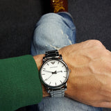 Emporio Armani Classic Luigi Quartz Silver Dial Silver Steel Strap Watch For Men - AR1854 Authentic Buy Shop Now