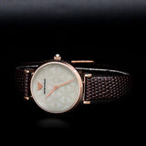 Emporio Armani Gianni T-Bar Silver Dial Brown Leather Strap Watch for Women - AR1990 Authentic Buy Shop Now