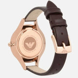 Emporio Armani Aurora Mother of Pearl White Dial Brown Leather Strap Watch For Women - AR11057 Authentic Buy Shop Now