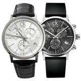 Calvin Klein Post Minimal Chronograph Black Dial Black Leather Strap Watch for Men - K7627107 Authentic Buy Shop Now