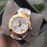 Guess Luna Diamonds White Dial White Rubber Strap Watch for Women - W0653L4 Authentic Buy Shop Now