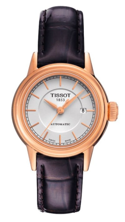 Tissot Carson Automatic White Dial Brown Leather Strap Watch For Women - T085.207.36.011.00 Authentic Buy Shop Now