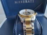 Maserati Traguardo Automatic White Skeleton Dial Two Tone Steel Strap Watch For Men - R8823112003 Authentic Buy Shop Now