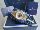 Maserati Traguardo Automatic White Skeleton Dial Two Tone Steel Strap Watch For Men - R8823112003 Authentic Buy Shop Now