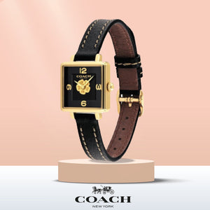 Coach Black Square Dial Black Leather Strap Watch for Women - 14503695 Authentic Buy Shop Now